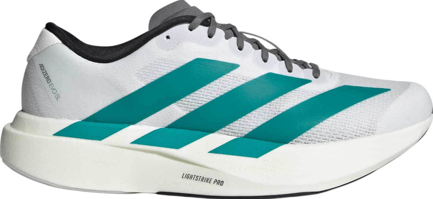 Adidas Adizero Evo SL Cloud White / Pure Teal - May 2025 - JS4487