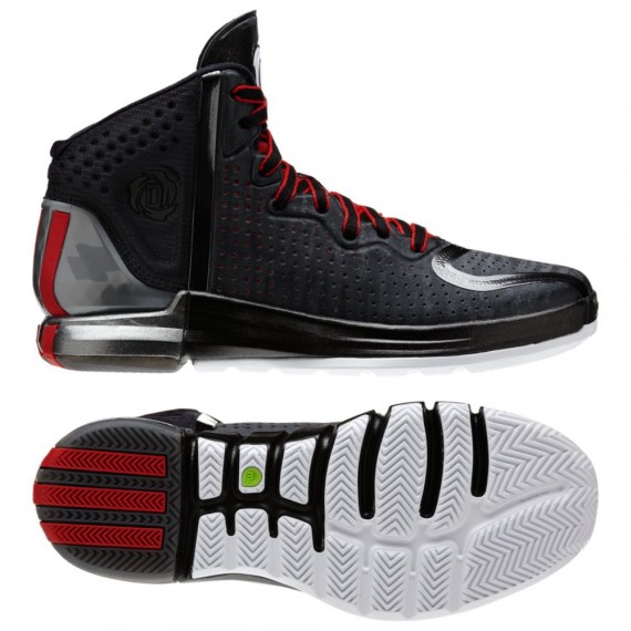 adidas D Rose 4.0 - Black / Light Scarlet / Neon Iron Metallic