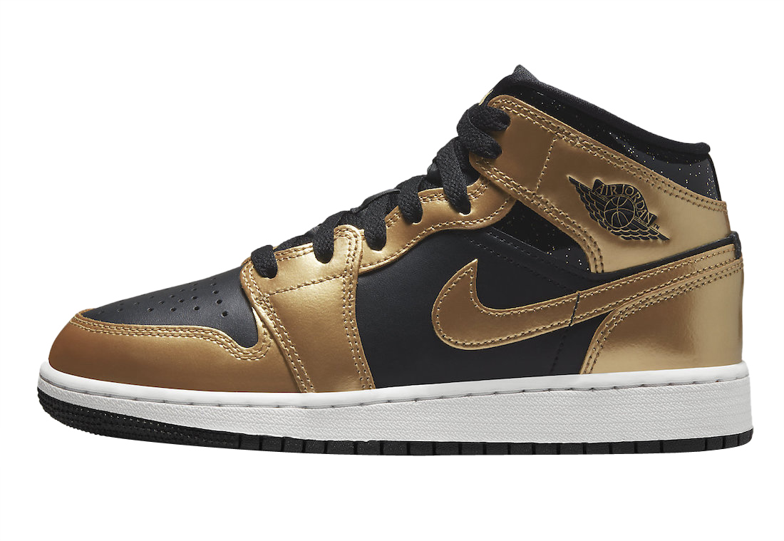 Air Jordan 1 Mid GS Black Metallic Gold