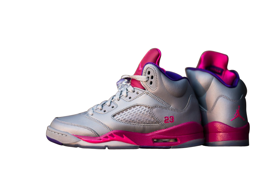 Air Jordan 5 GS - Cement Grey / Pink Foil - Raspberry Red