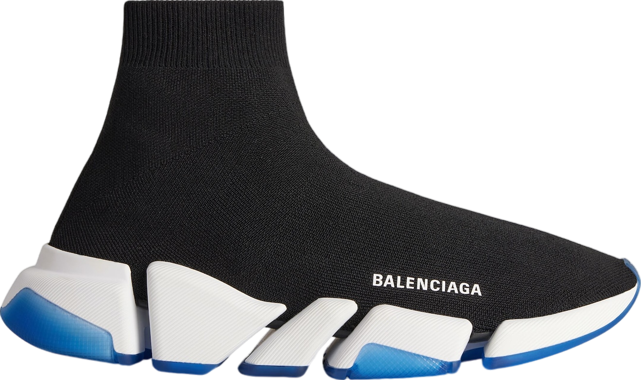 Balenciaga Speed 2.0 Clear Sole Recycled Knit Black / Blue