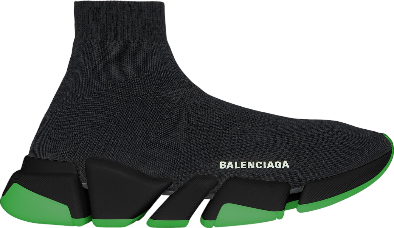 Balenciaga Speed 2.0 Clear Sole Recycled Knit Black / Green