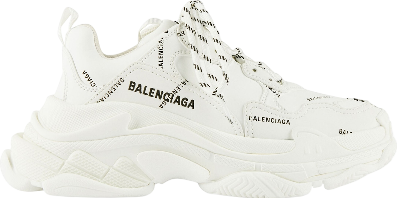 Balenciaga Triple S Allover Logo WMNS White / Black - Oct