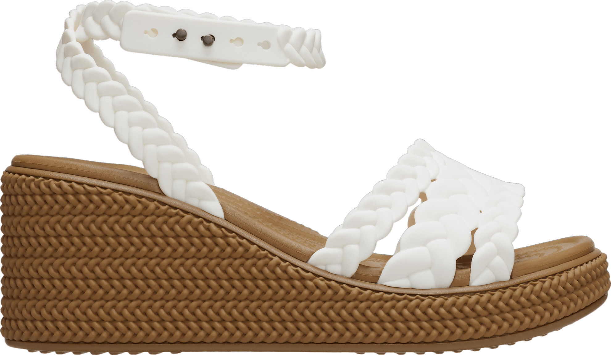 Crocs Brooklyn Woven Ankle Strap Wedge WMNS Chalk - Mar 2024