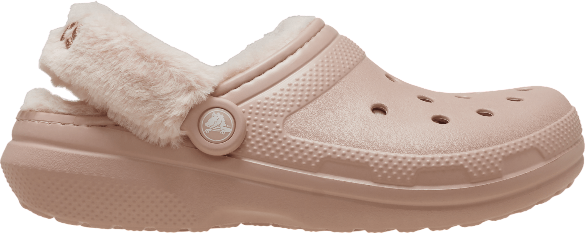 Pink fuzzy lined crocs on sale