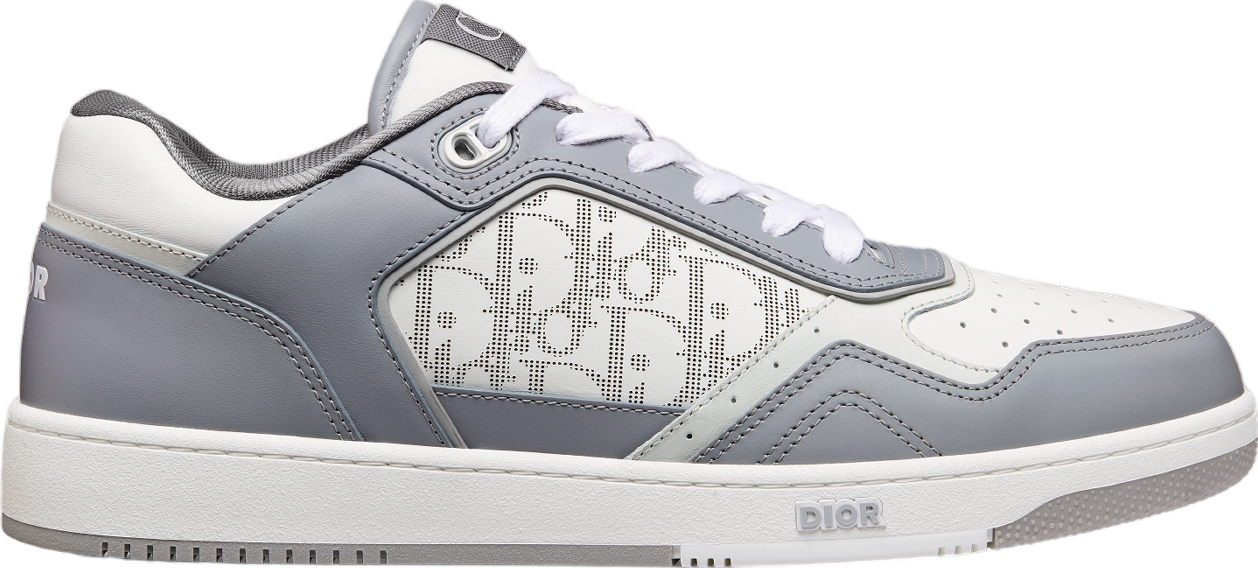 Dior B27 Low Gray Smooth Calfskin / White Oblique Galaxy Leather