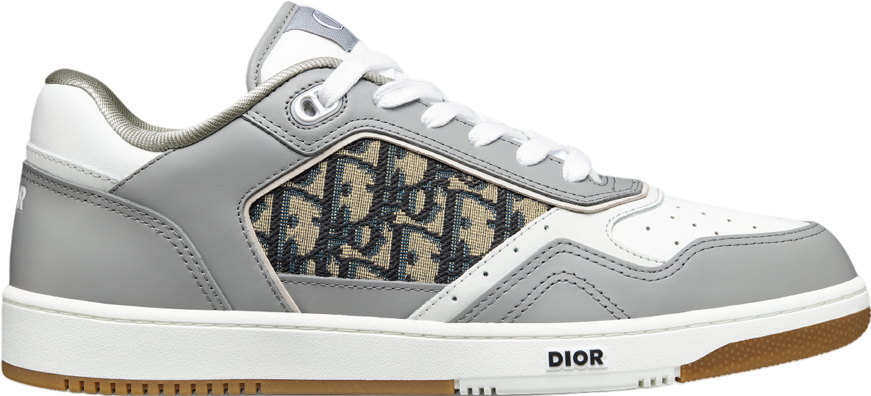 Dior B27 Low Gray / White Smooth Calfskin