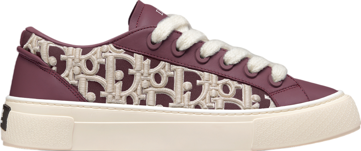 Dior B33 Sneaker Burgundy Smooth Calfskin / Cream Oblique Raised Embroidery