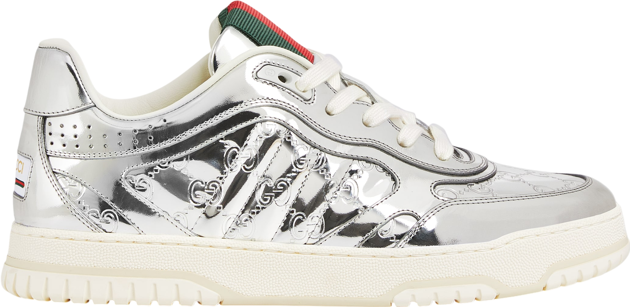 Gucci Re-Web Silver Metallic Leather