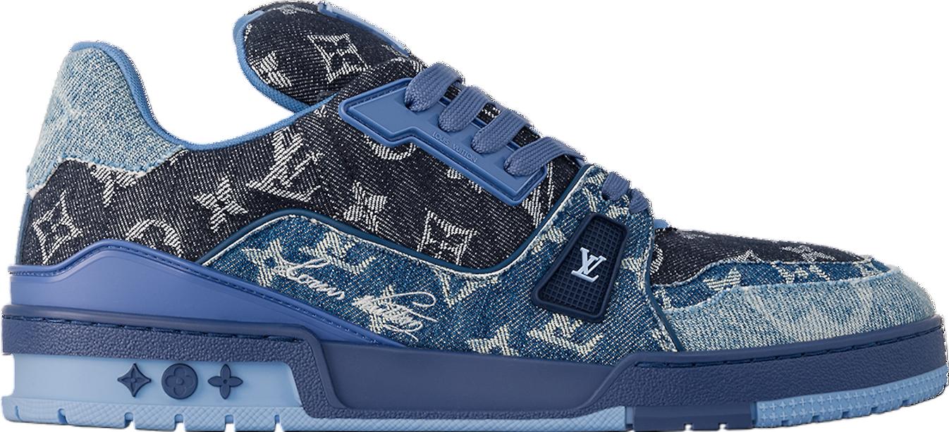 エレガント♪【LOUIS VUITTON】trainer black モノグラム denim LOUIS VUITTON Calfskin Monogram Denim Mens LV Trainer
