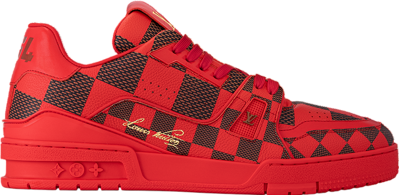 足元をカッコ良く【LOUIS VUITTON】trainer ダミエポップ orange Louis Vuitton LV Trainer Sneaker Damier Pop Orange Men's