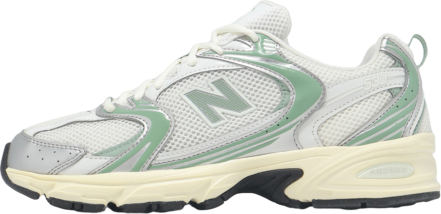 New Balance 530 Silver Metallic / Mosaic Green - Sep 2025