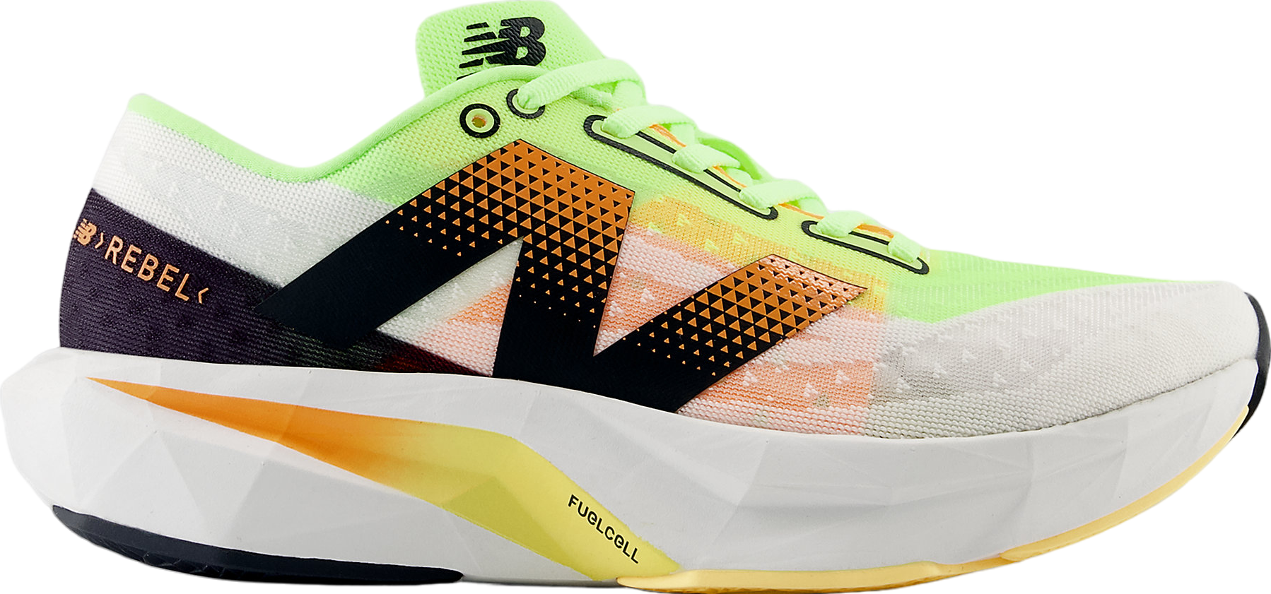 ★ニューバランス★FuelCell Rebel v4★White Bleached Lime-2E Men's FuelCell Rebel v4 Running Shoe - White/Bleached Lime