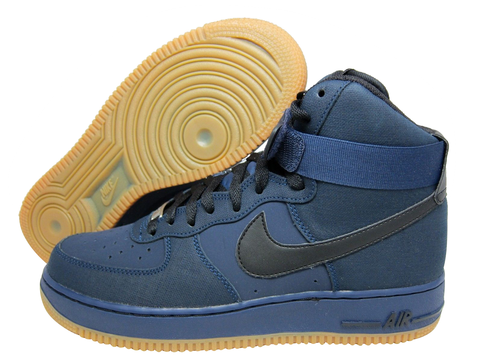 Navy blue and yellow high top air force ones best sale