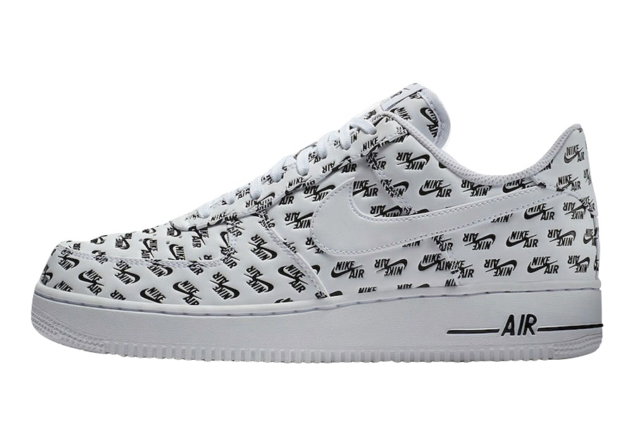 Air force 1 low all over logo black on sale