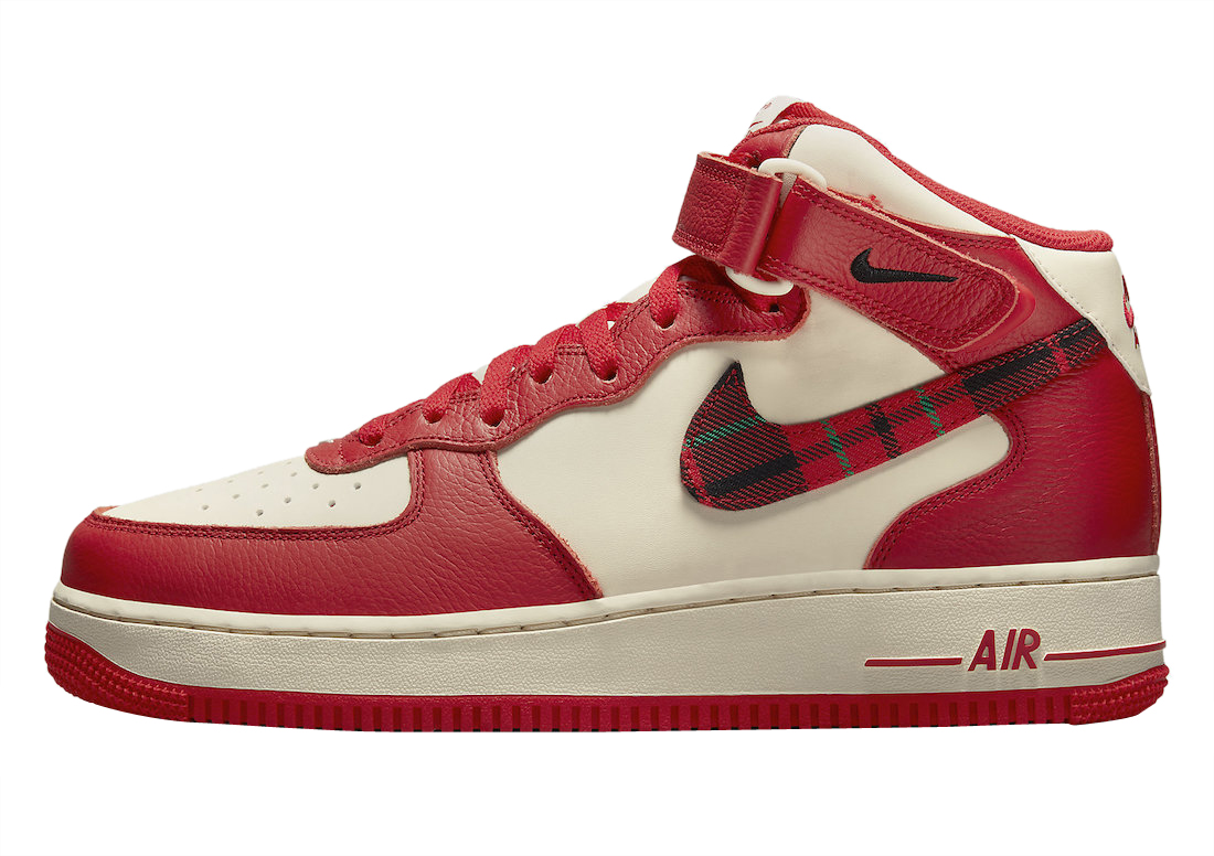 Nike Air Force 1 Mid Plaid Cream Red