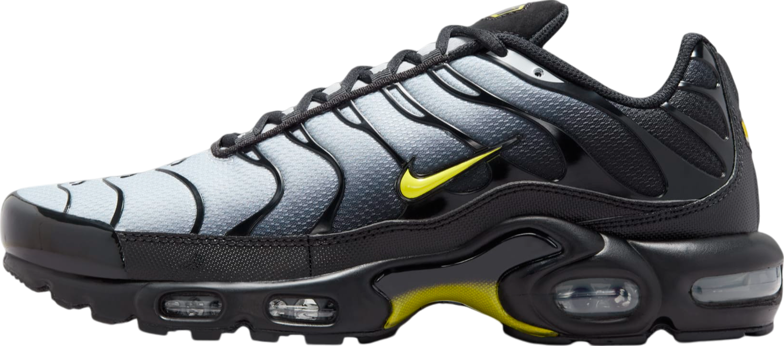 NIKE★AIR MAX PLUS★BLACK/WOLF GREY/OPTI YELLOW Nike Air Max Plus Wolf Grey / Opti Yellow - Oct 2024