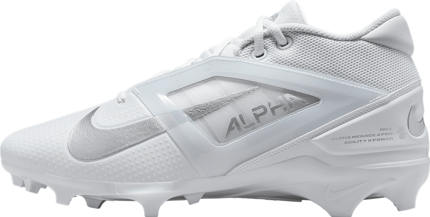 Nike Alpha Menace 4 Pro White / Metallic Silver - Mar 2024 Nike Alpha Menace 4 Pro White / Metallic Silver - Mar 2024