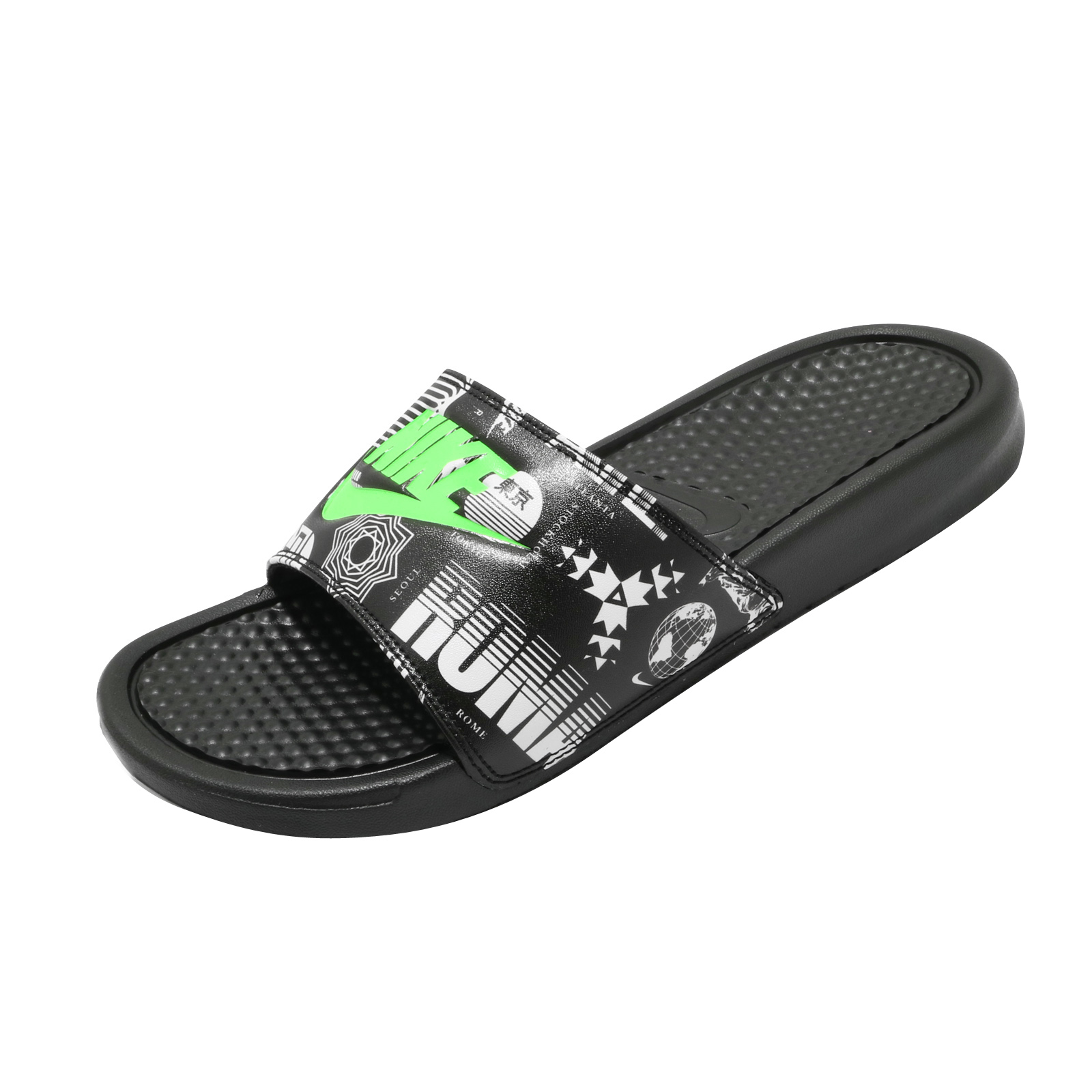 Nike Benassi JDI Print Black Green Strike