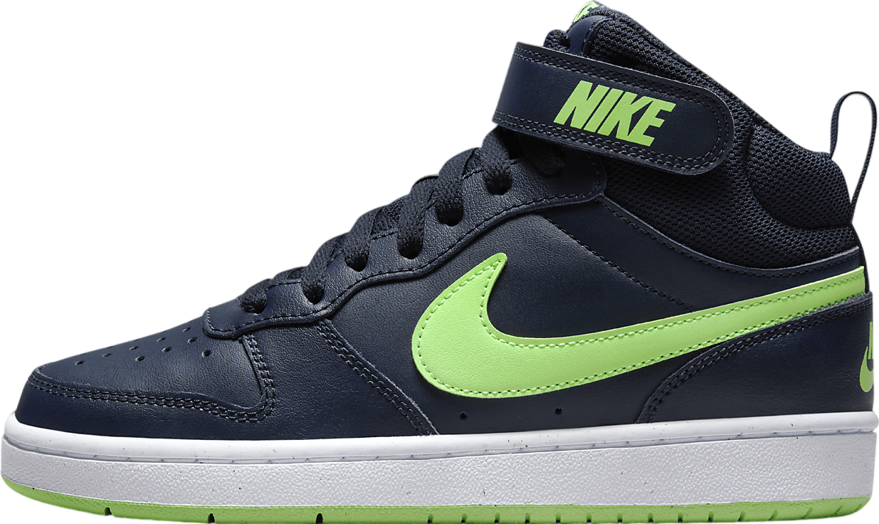 Nike Court Borough Mid 2 GS Dark Obsidian / Lime Blast