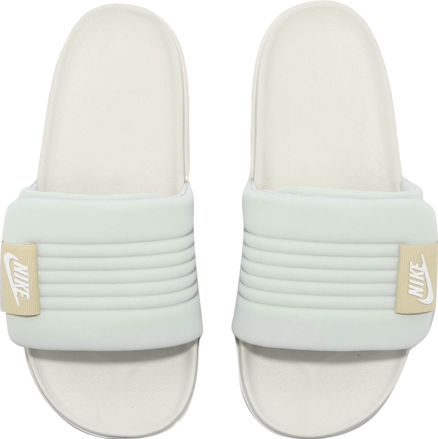 white gold nike slides