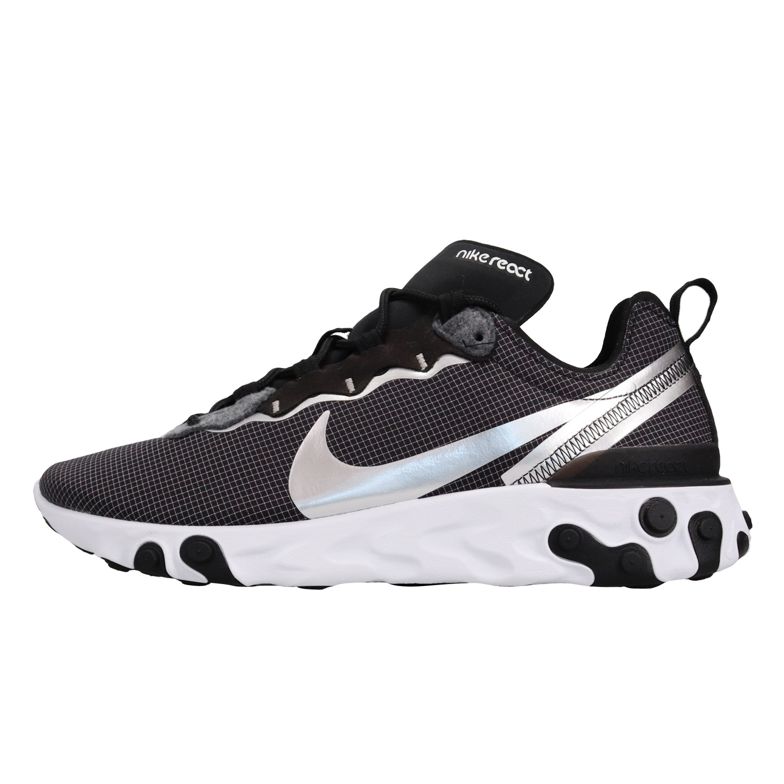 Nike React Element 55 Black Metallic Silver