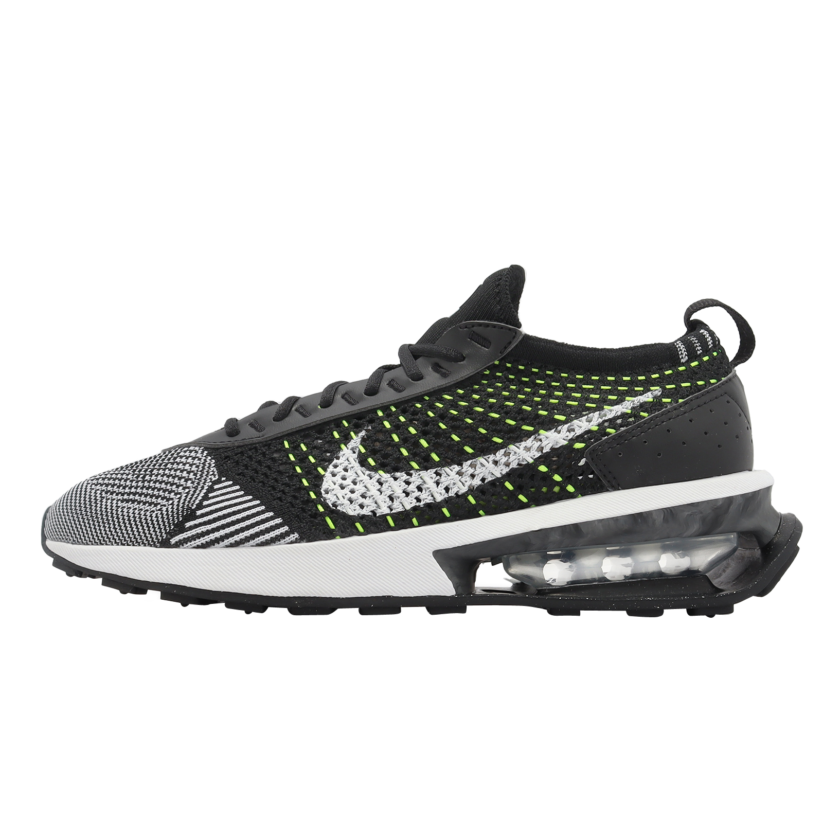 Nike flyknit racer black white volt best sale