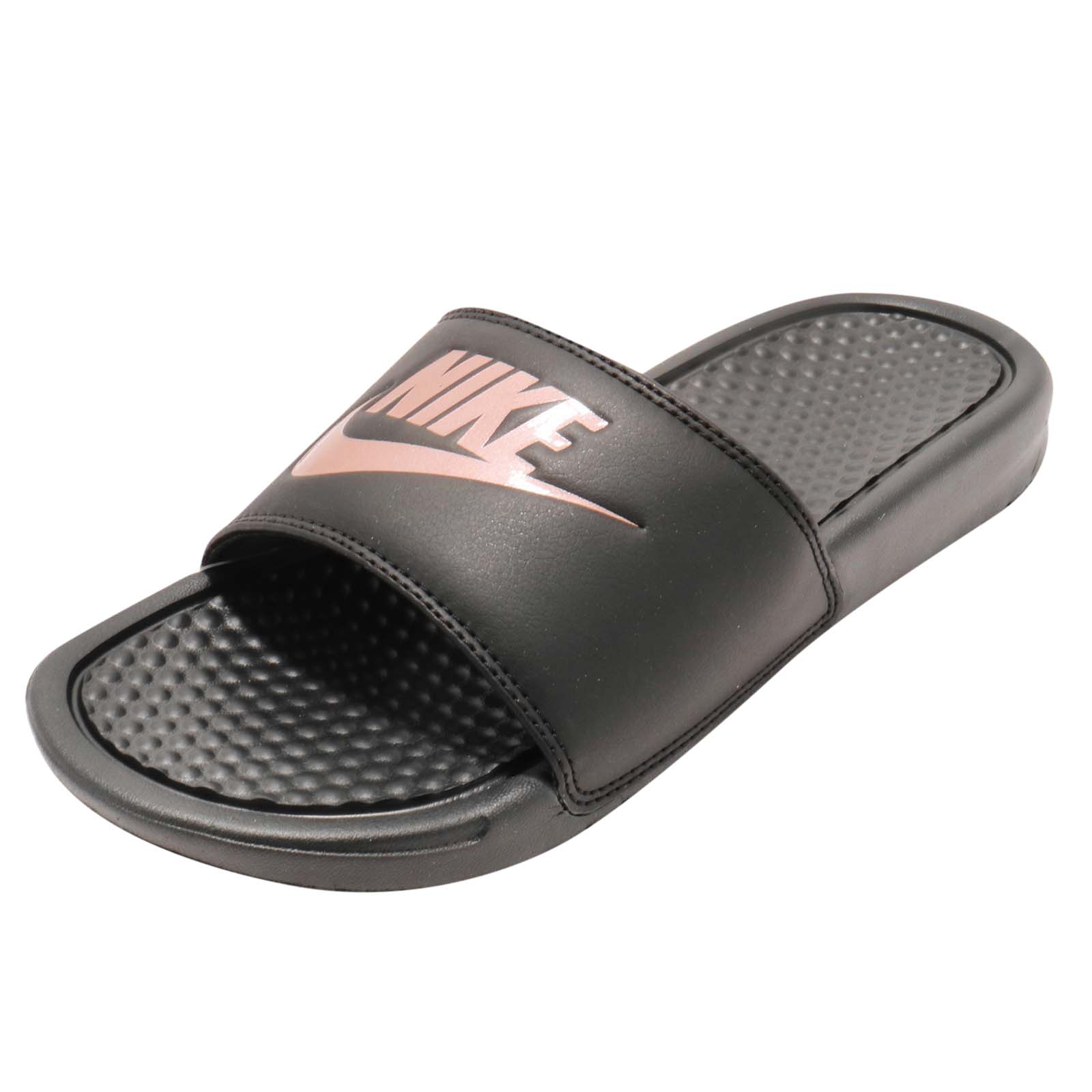 Nike benassi slides black and rose gold hotsell