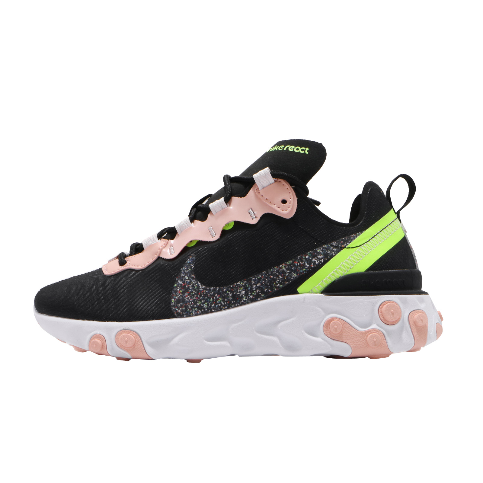 Nike WMNS React Element 55 PRM Black Volt Coral Stardust