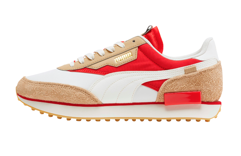 Puma Future Rider Game On White High Risk Red