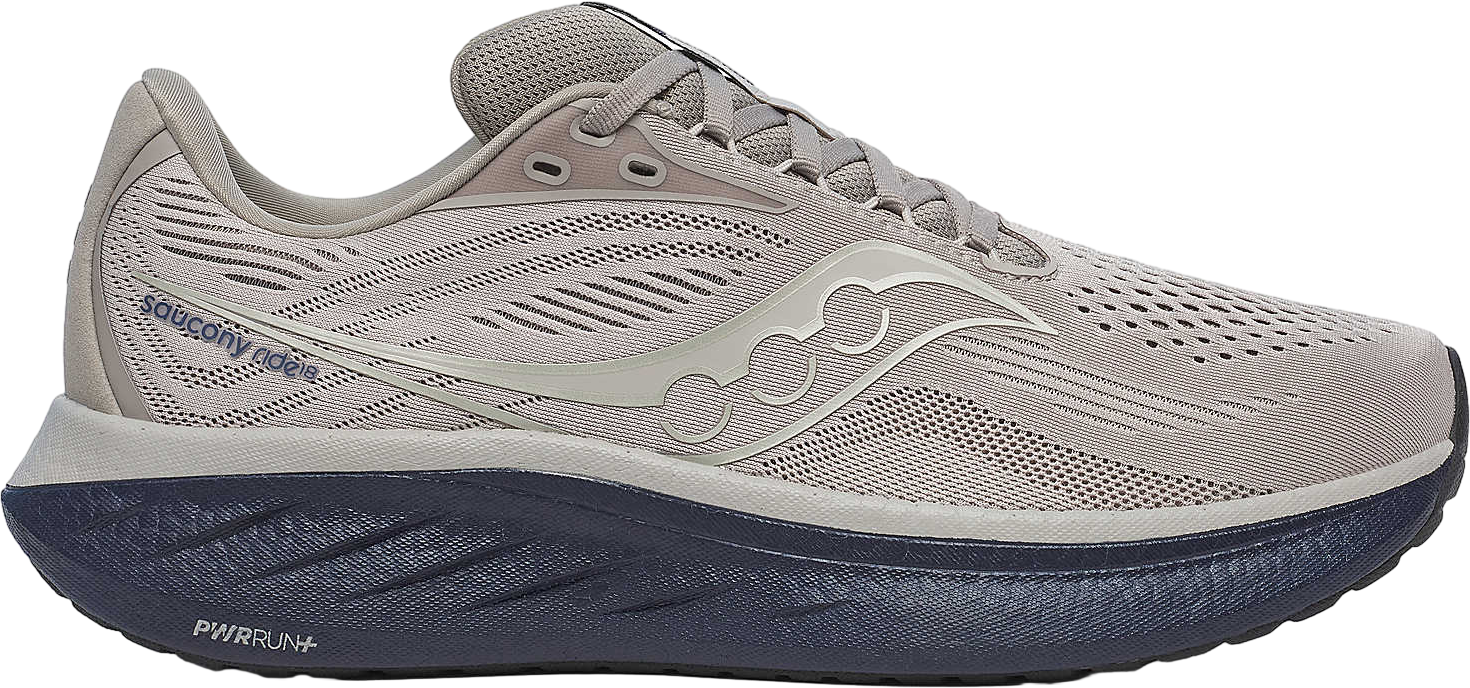 NEW SAUCONY men\'s ride 18 wide running shoes in dove/navy Wide Men main image 4