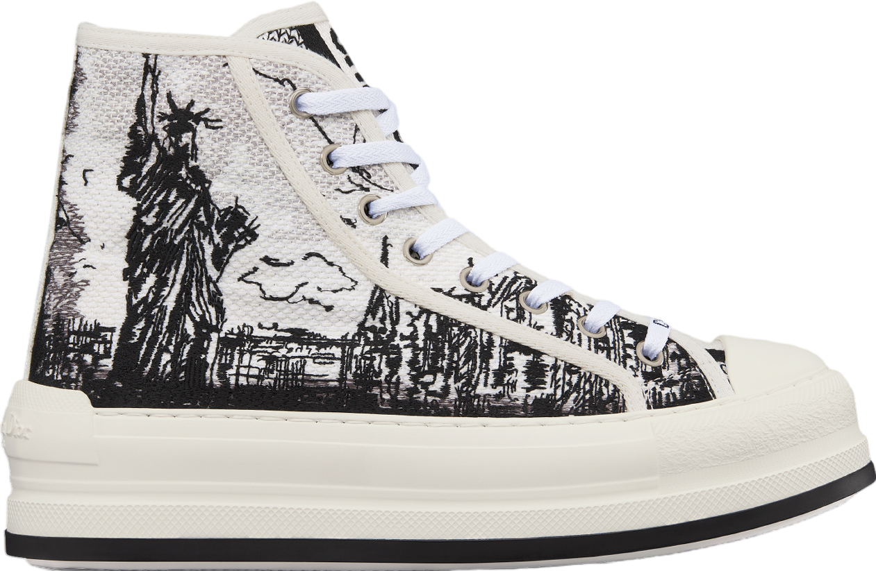 Walk n Dior High Platform WMNS Cotton Embroidered / White