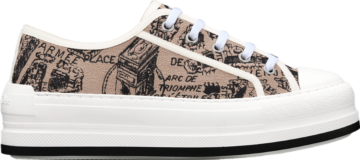 Walk n Dior Platform WMNS White / Black Cotton Embroidered