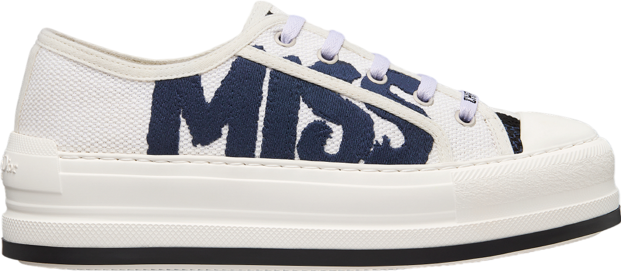 Walk n Dior Platform WMNS White / Deep Blue Embroidered Cotton